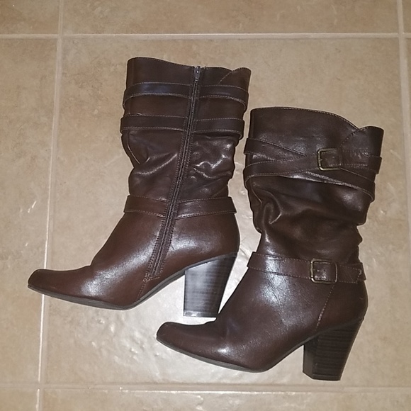 Apt. 9 Shoes - Brown mid calf boots with buckles!
